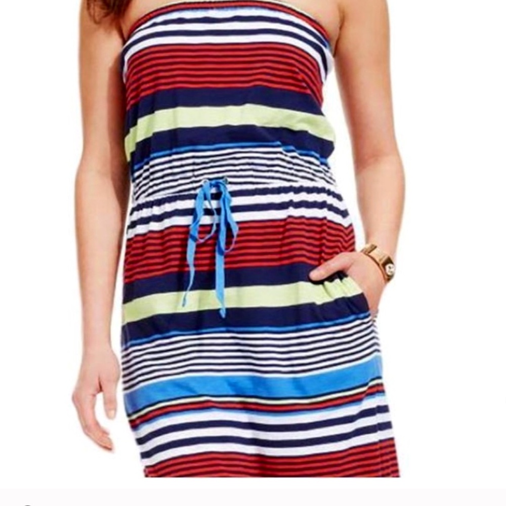 Tommy Hilfiger Strapless Nautical Maxi Dress Size Small Petite